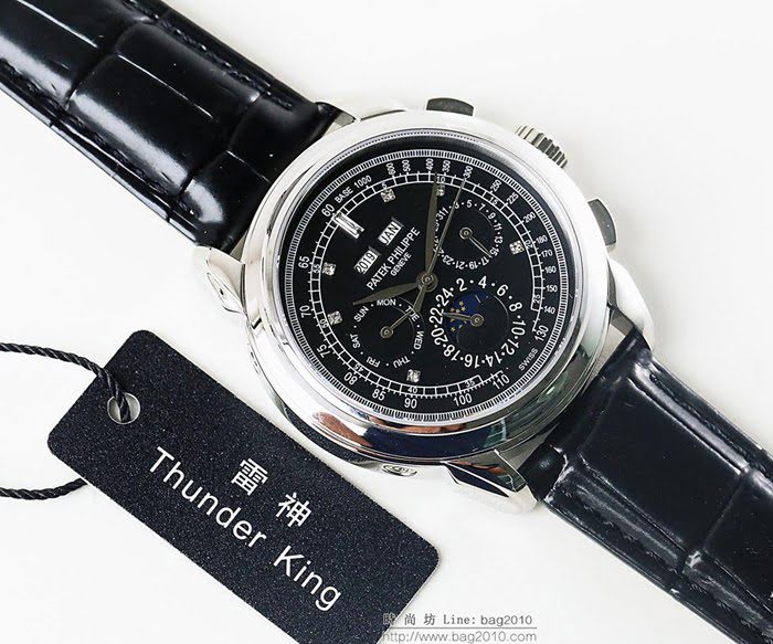 百達翡麗PATEK PHILPPE LS精品 超級複雜功能計時系列 機芯29-535升級版 全鋼鍍納米鉑金表殼 小牛皮帶 高檔男士腕表  wssb4228